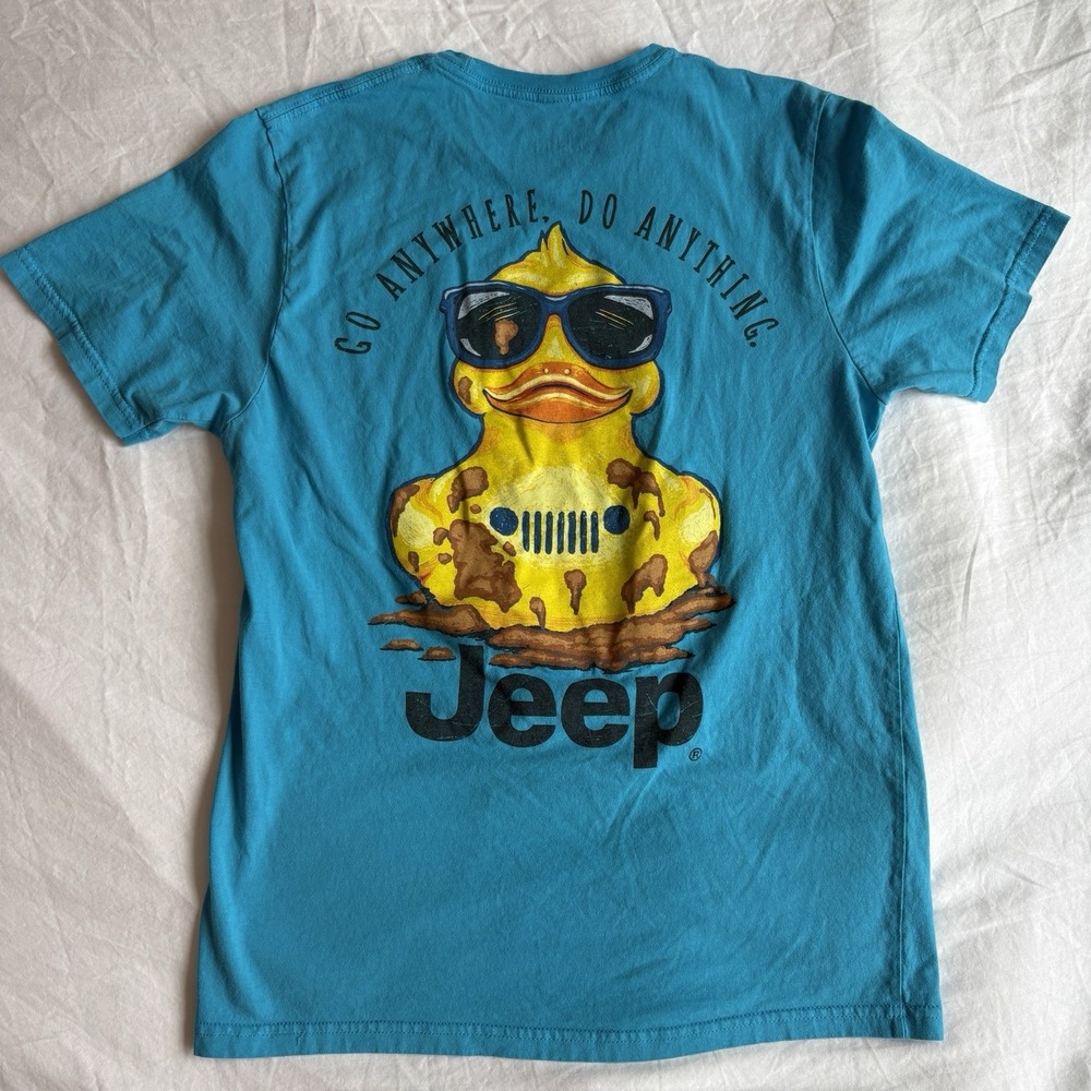 Jeep Rubber Duck Graphic Tee Blue Jedco Go Anywhere Do Anything Shirt‎ Medium